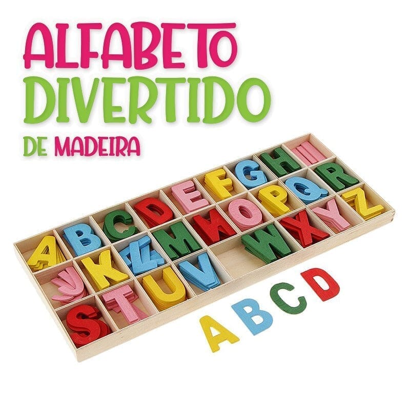 Alfabeto divertido de madeira - 130 peças